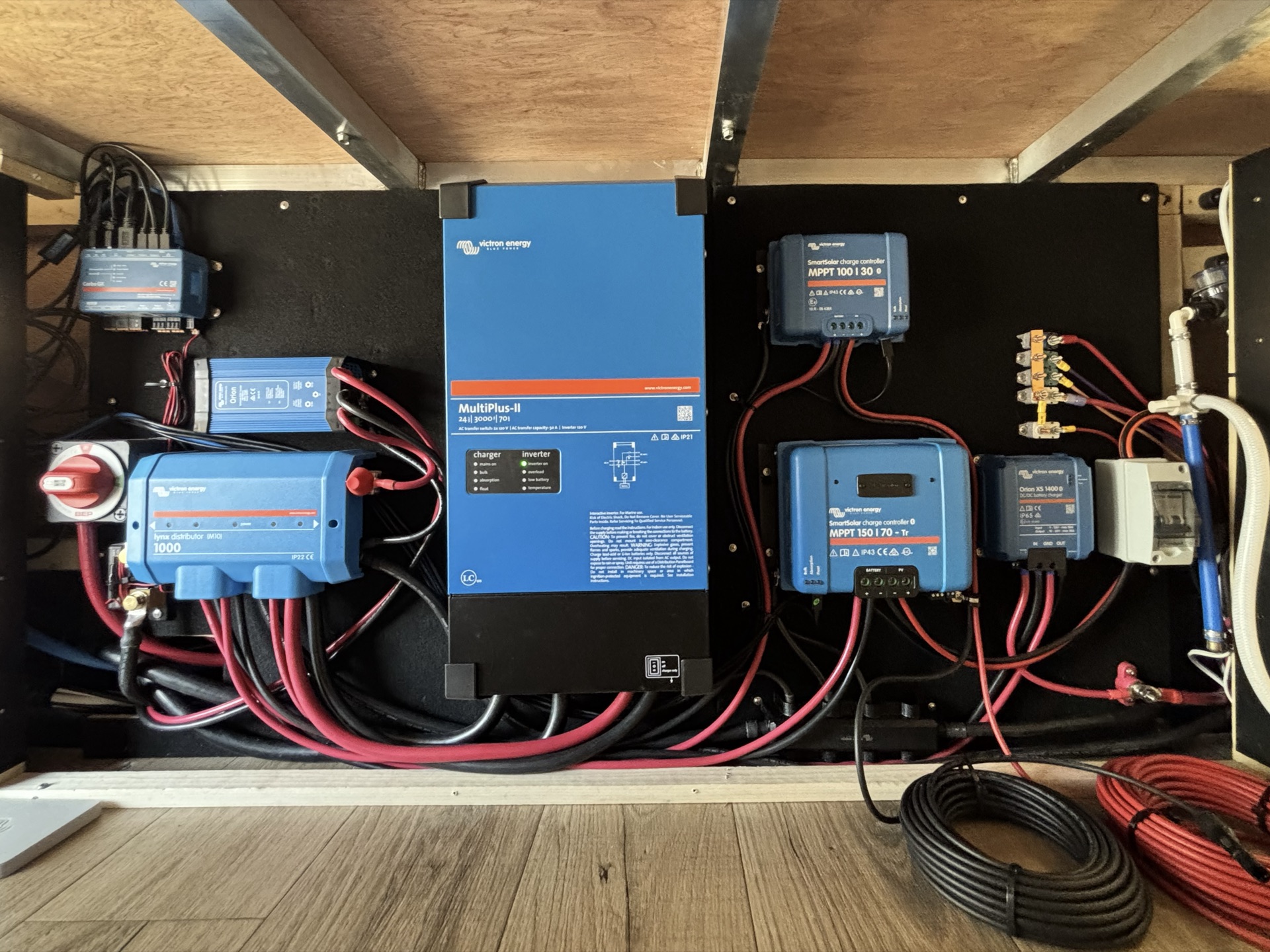 Victron system installed in camper bay